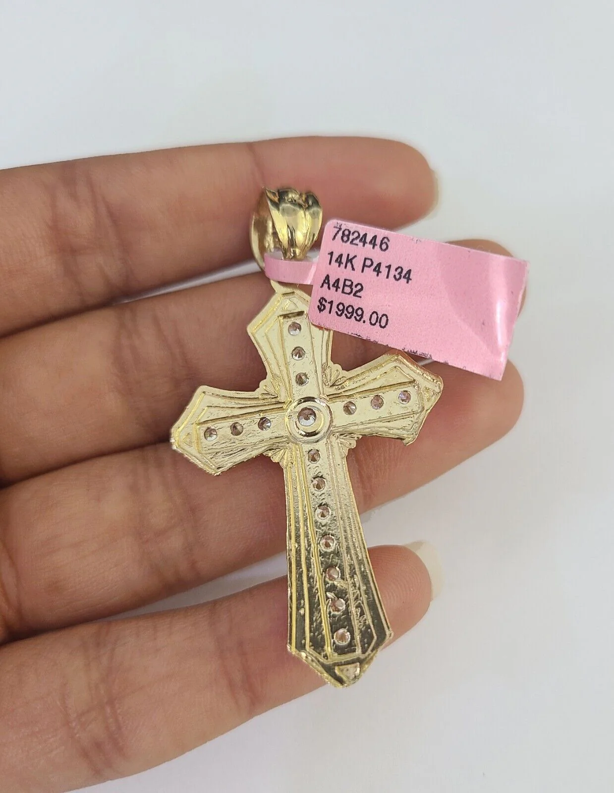 Real 14k Solid Chain Cross Charm Set Miami Cuban Link 3mm Necklace Pendant Gold - Image 7