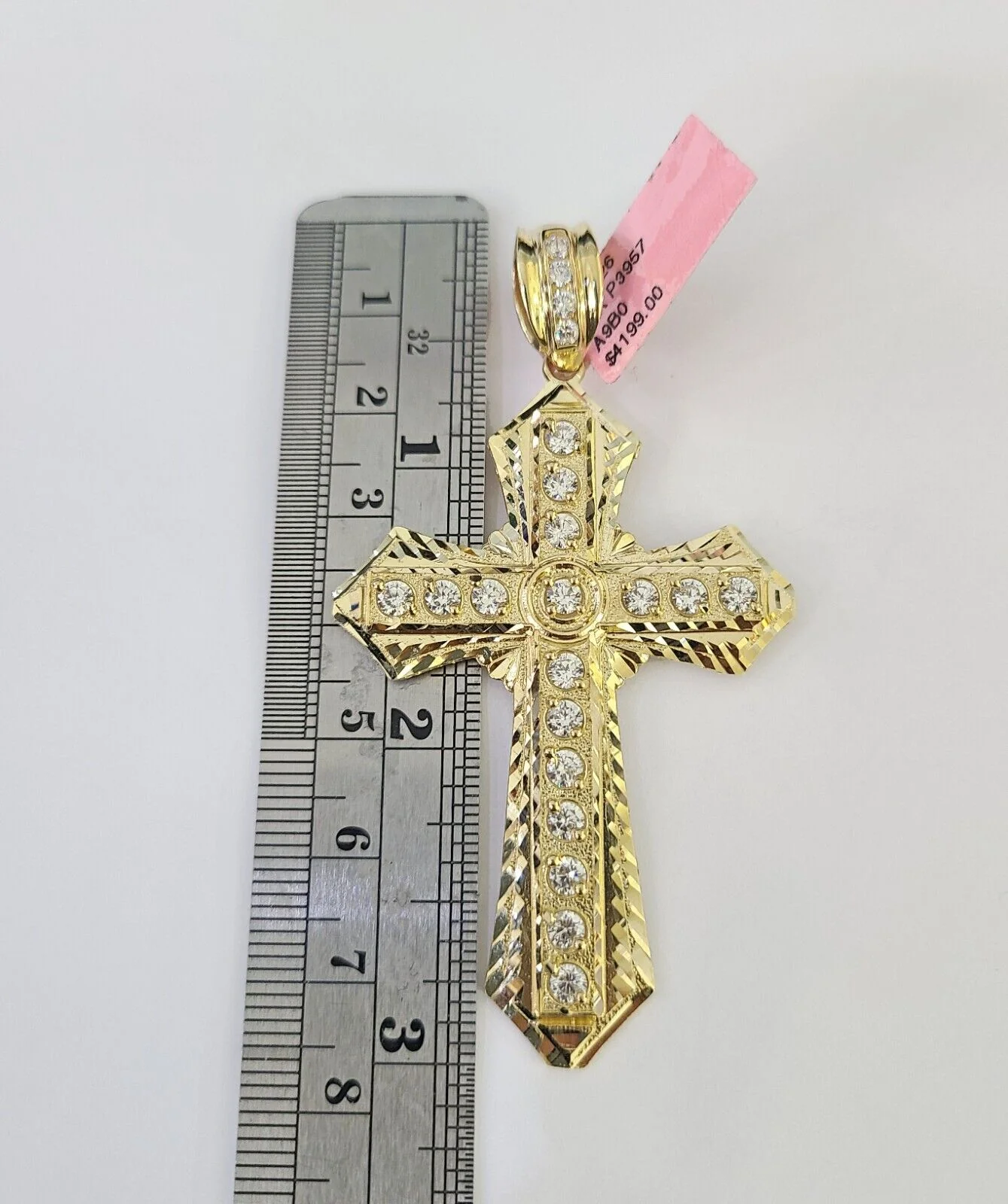 Real 14k Solid Chain Cross Charm Set Miami Cuban Link 6mm Necklace Pendant Gold - Image 5
