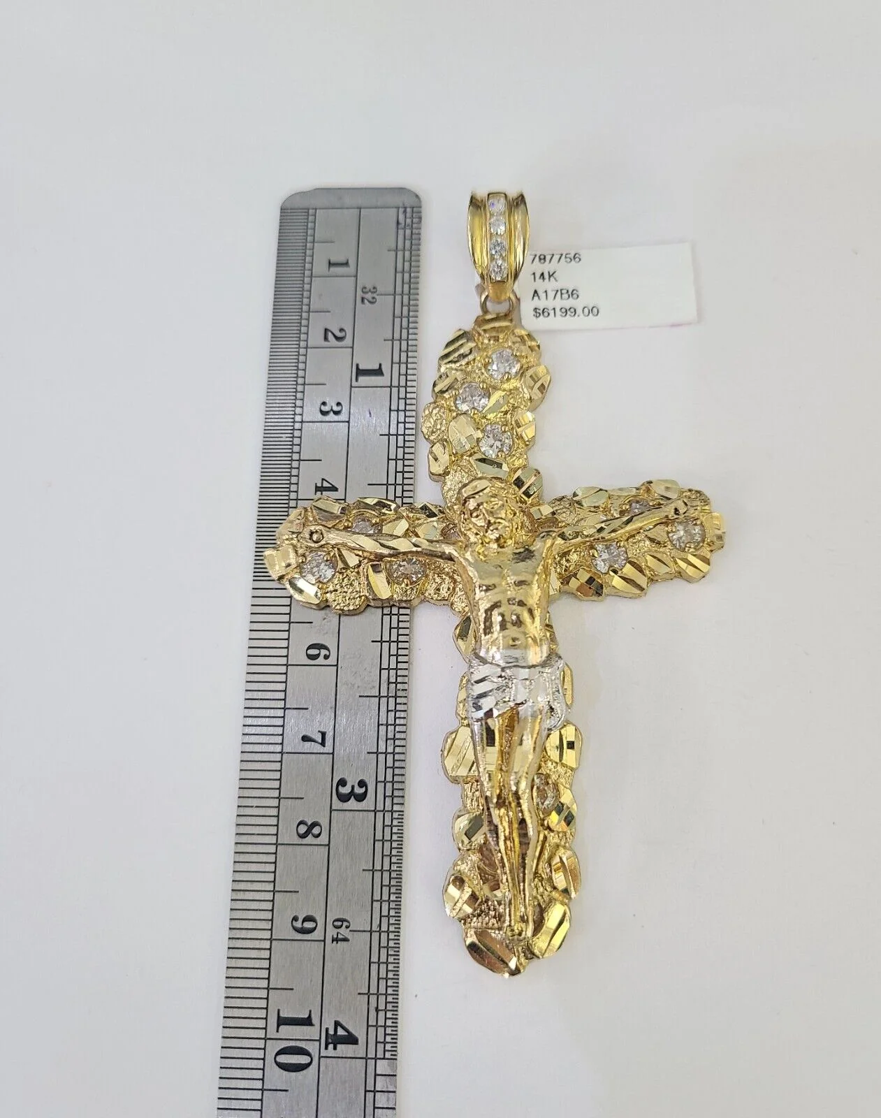 Real 14k Solid Chain Cross Charm Set Miami Cuban Link 6mm Necklace Pendant Gold - Image 2