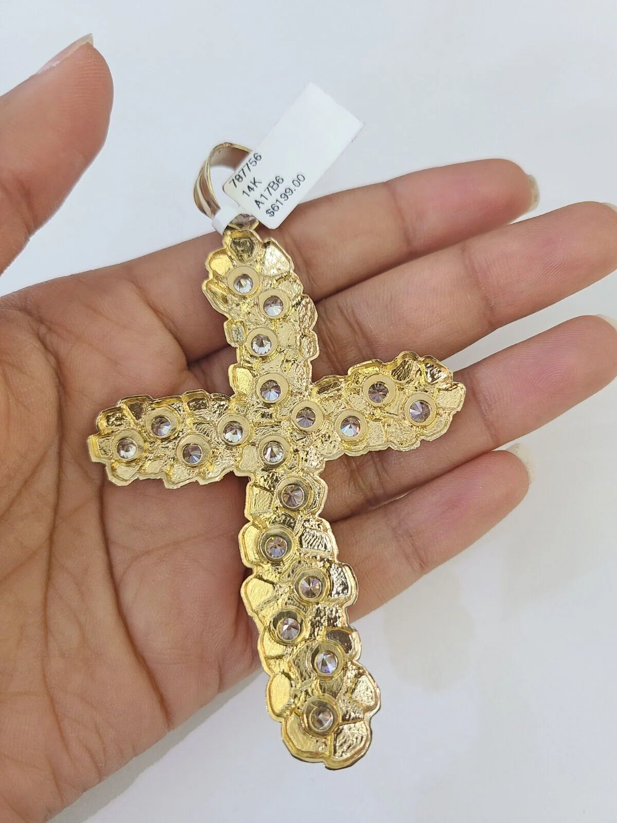 Real 14k Solid Chain Cross Charm Set Miami Cuban Link 6mm Necklace Pendant Gold - Image 7