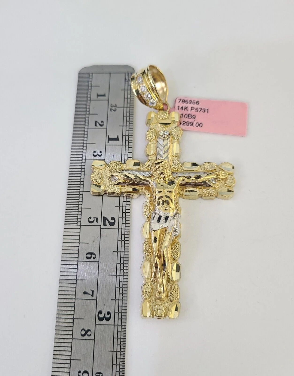 Real 14k Solid Chain Cross Charm Set Miami Cuban Link 6mm Necklace Pendant Gold - Image 4