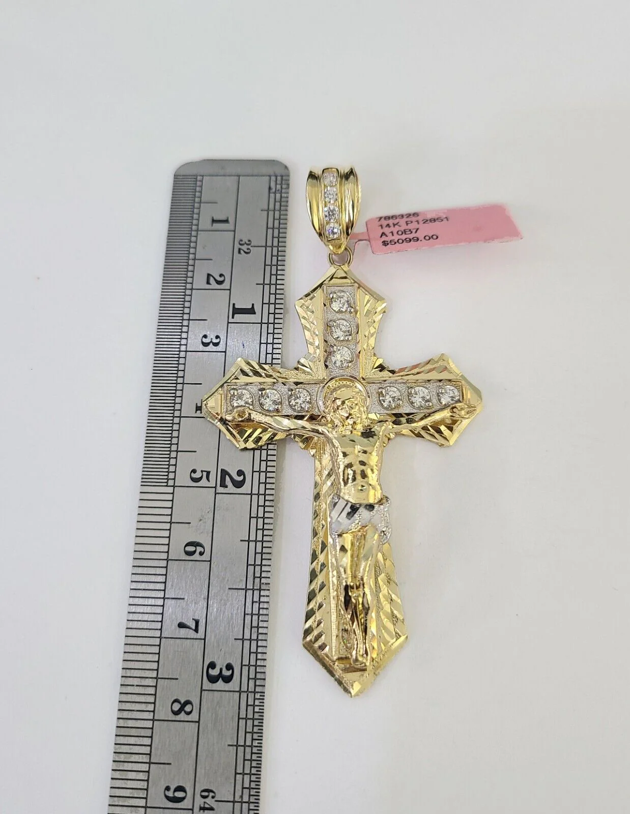 Real 14k Solid Chain Cross Charm Set Miami Cuban Link 6mm Necklace Pendant Gold - Image 5