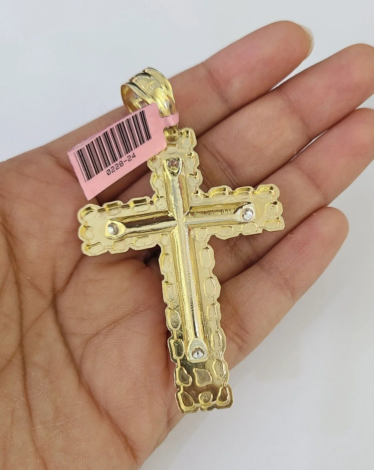 Real 14k Solid Chain Cross Charm Set Miami Cuban Link 6mm Necklace Pendant Gold - Image 7