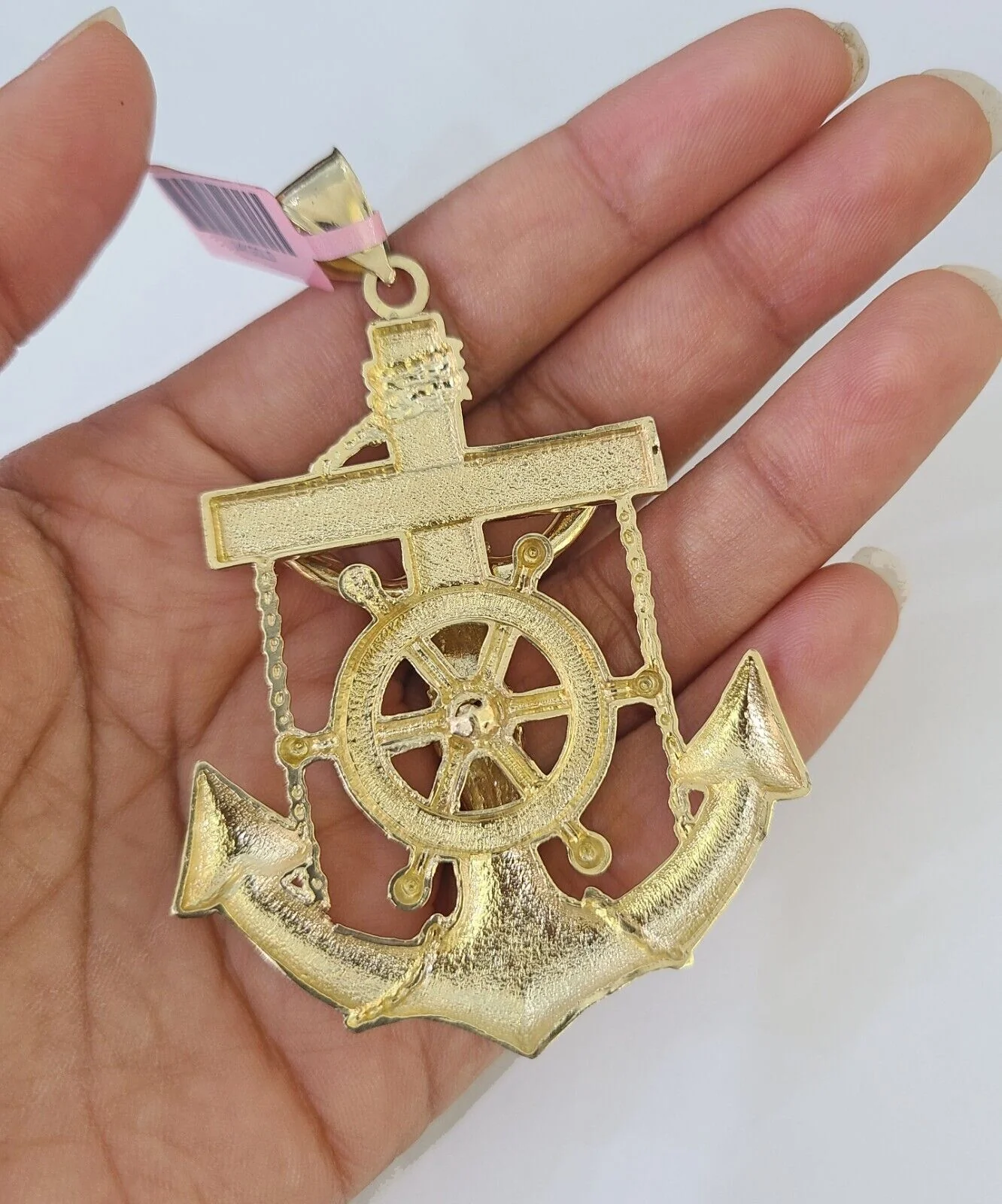 Real 14k Solid Chain Jesus Anchor Charm Set Miami Cuban 6mm Necklace Pendant - Image 7