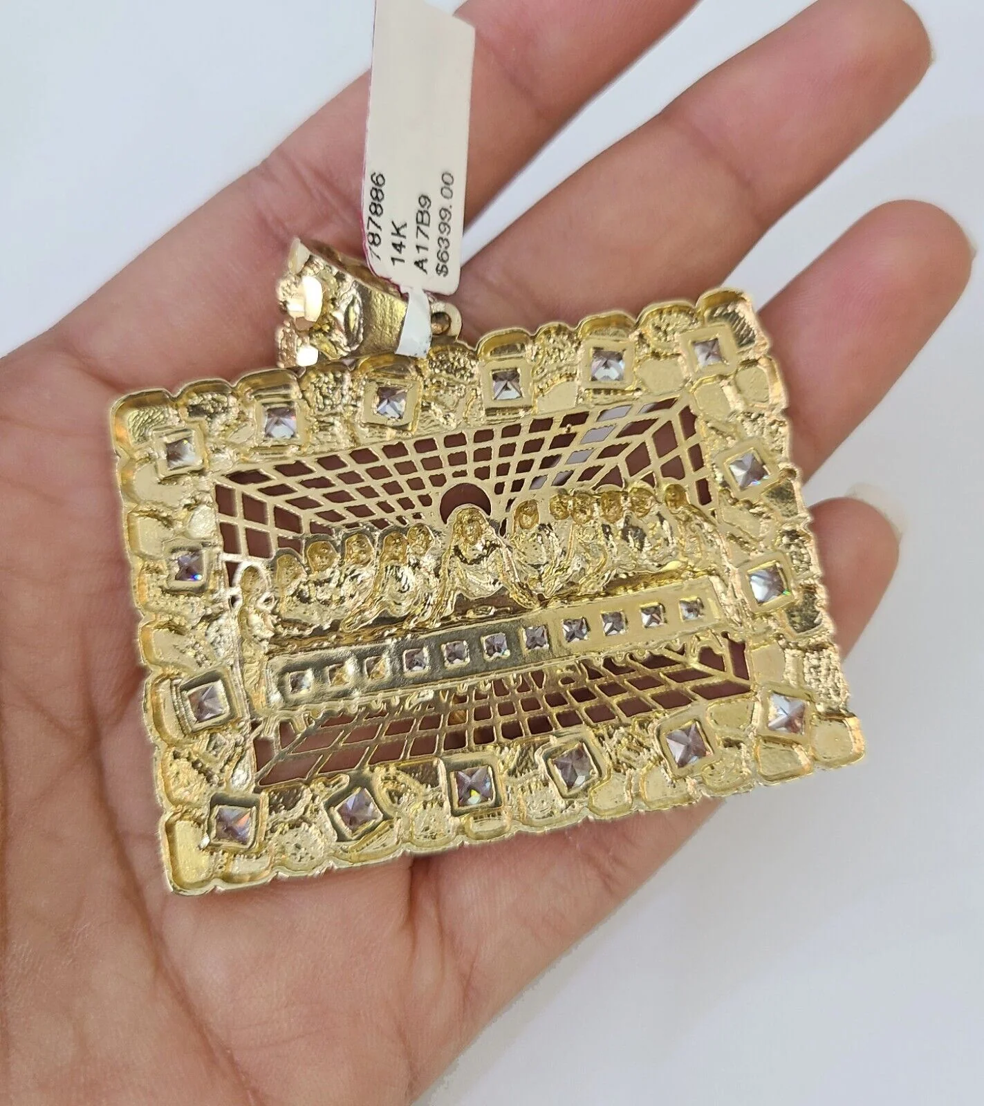 Real 14k Solid Chain Last Supper Charm Set Miami Cuban Link 6mm Necklace Pendant - Image 7