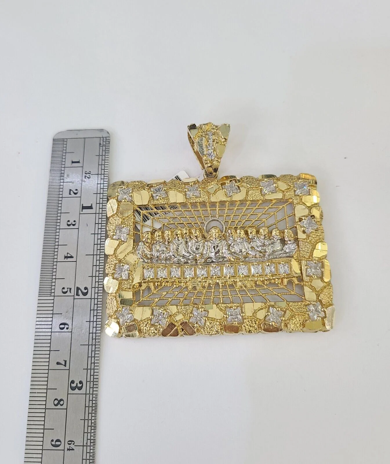 Real 14k Solid Chain Last Supper Charm Set Miami Cuban Link 6mm Necklace Pendant - Image 4