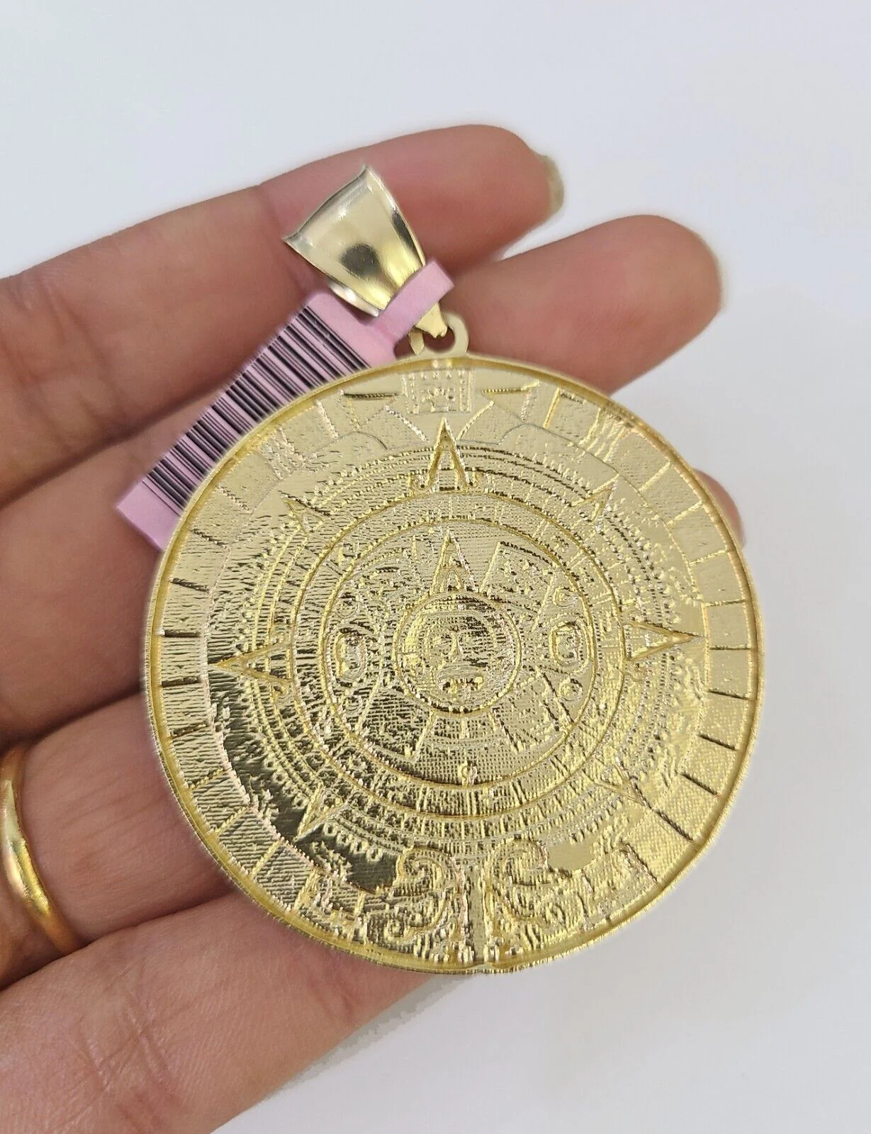 Real 14k Solid Chain Mayan Calendar Charm Set Miami Cuban Link 6mm Necklace - Image 7
