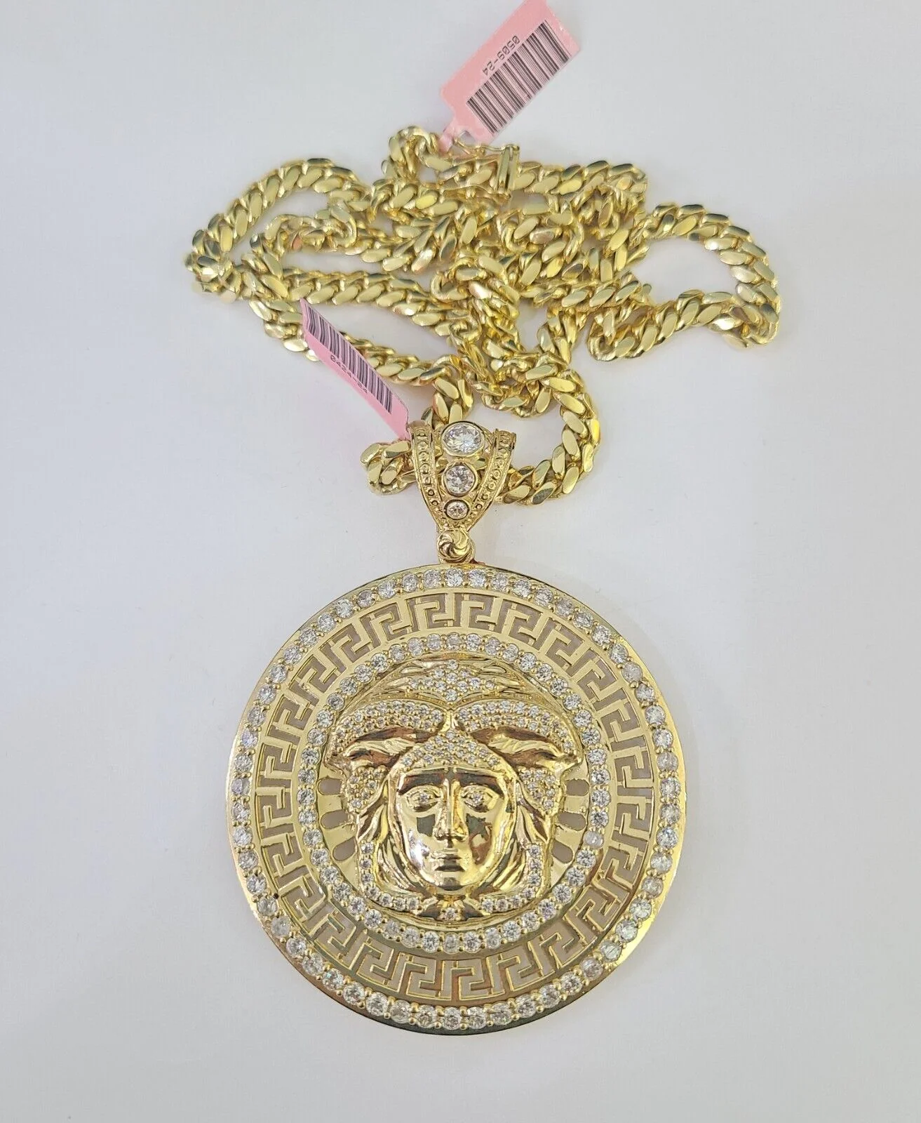 Real 14k Solid Chain Medusa Head Charm Set Miami Cuban Link 6mm Necklace Pendant - Image 5