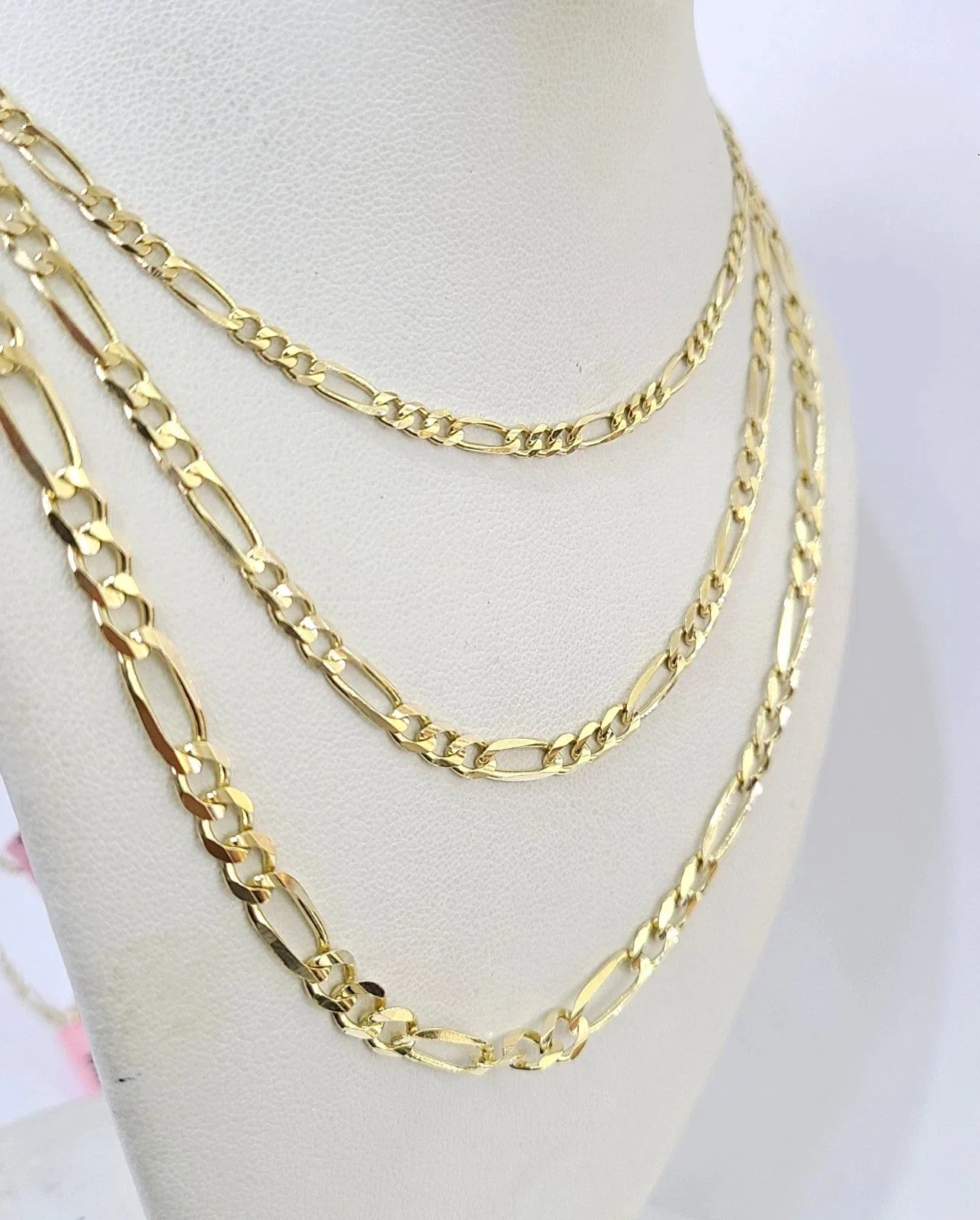 Real 14k Solid Gold Chain Figaro Link Necklace 3mm 4mm 5mm Men Women 14kt - Image 3