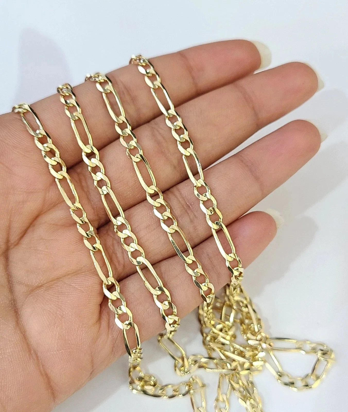 Real 14k Solid Gold Chain Figaro Link Necklace 4mm 18"-28" Men Women 14kt - Image 5