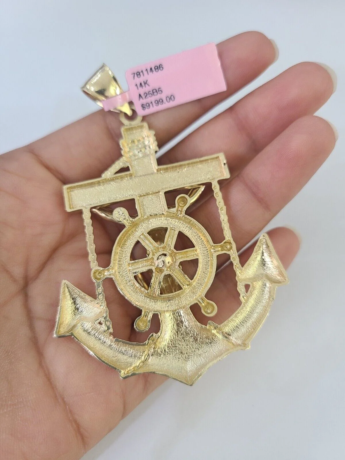Real 14k Solid Rope Chain Jesus Anchor Charm Set 6mm 18"-30" Necklace Gold - Image 7
