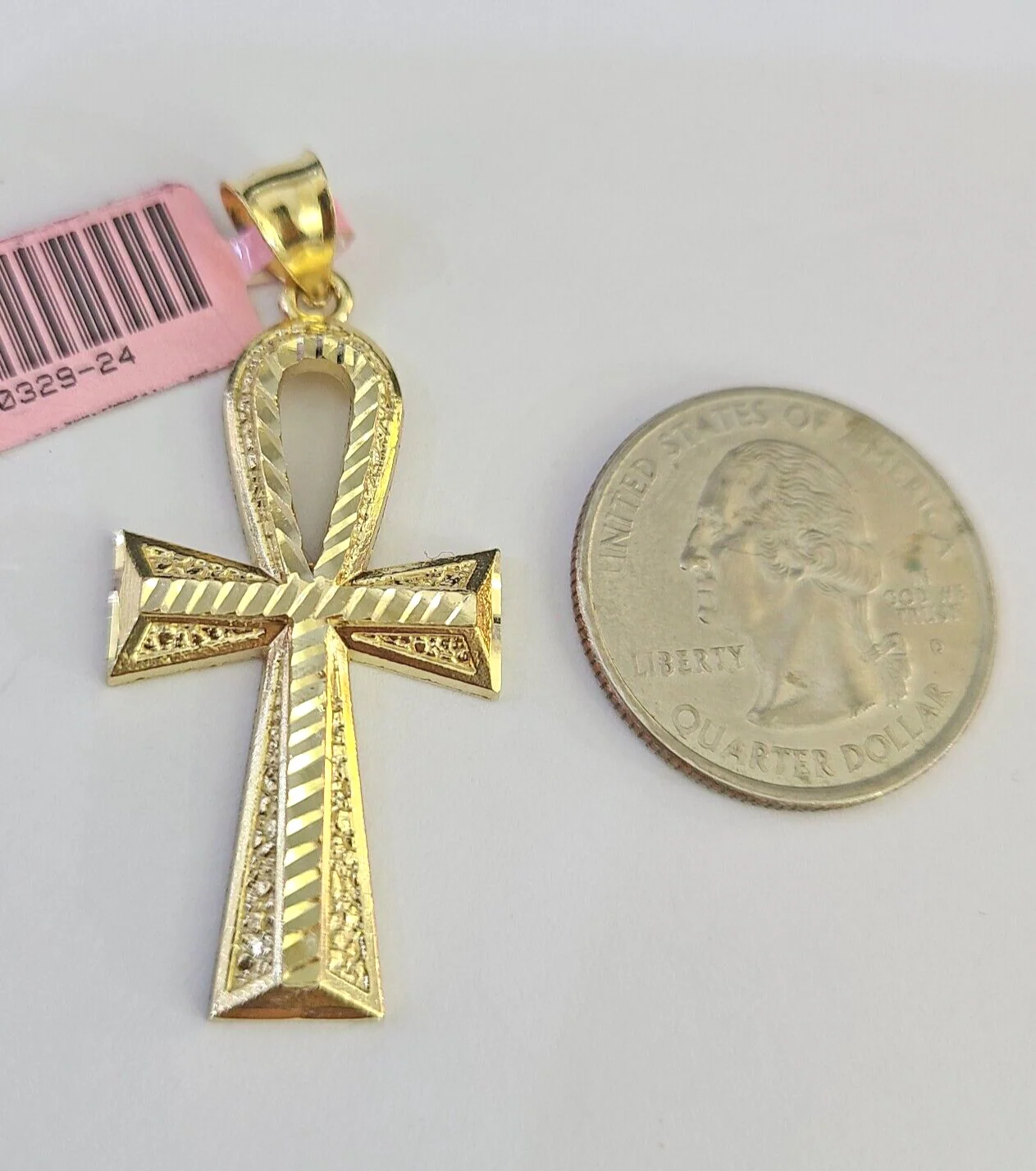 Real 14k Solid Rope Chain Jesus Ankh Cross Charm Set 3mm 18"-26" Necklace Gold - Image 5