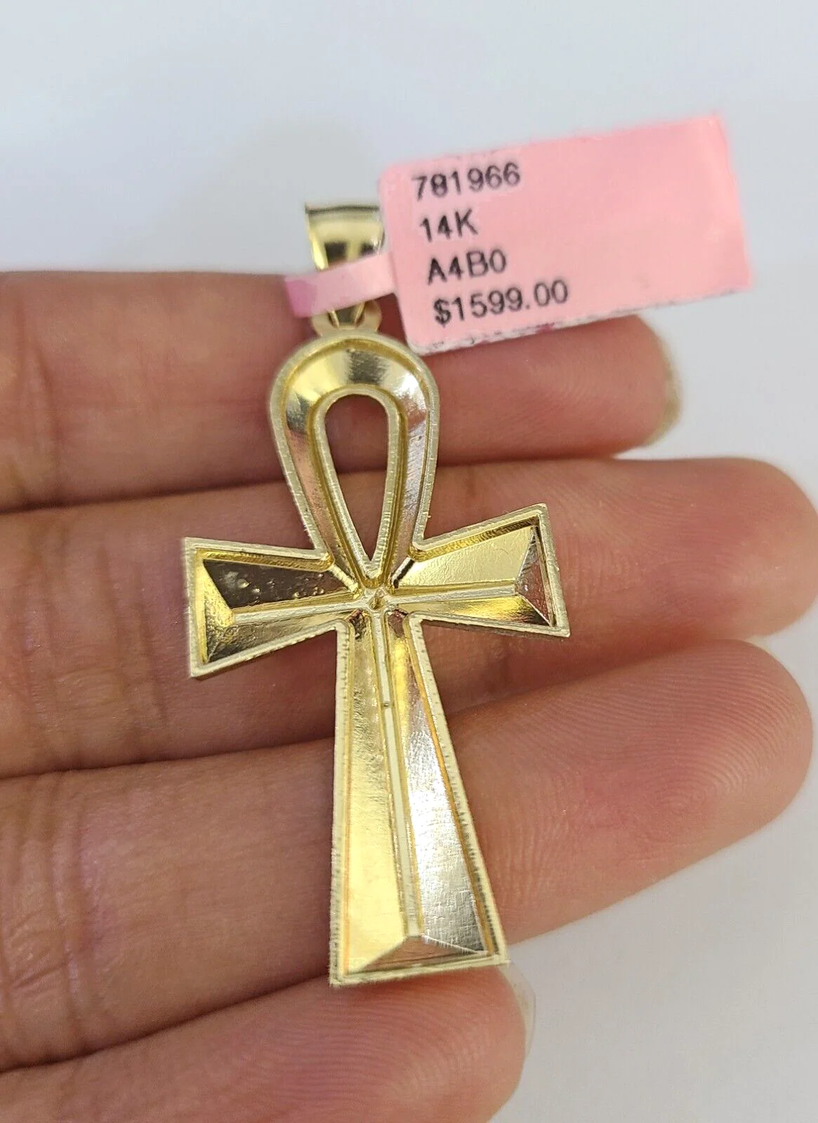 Real 14k Solid Rope Chain Jesus Ankh Cross Charm Set 3mm 18"-26" Necklace Gold - Image 8