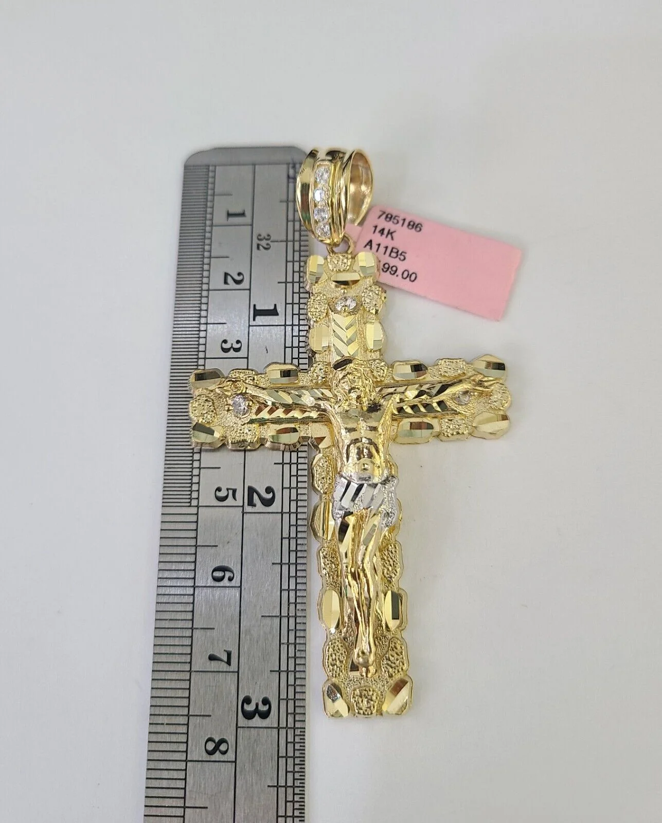 Real 14k Solid Rope Chain Jesus Cross Charm Set 6mm 18"-30" Necklace Gold - Image 4