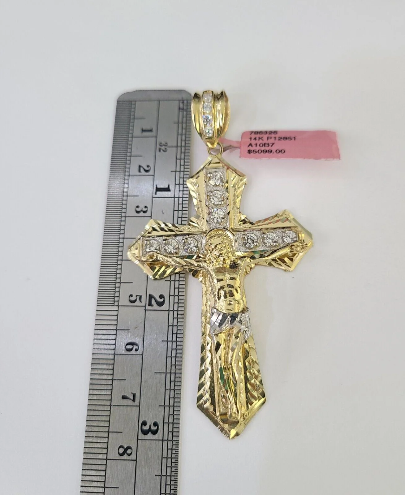 Real 14k Solid Rope Chain Jesus Cross Charm Set 6mm 18"-30" Necklace Gold - Image 3
