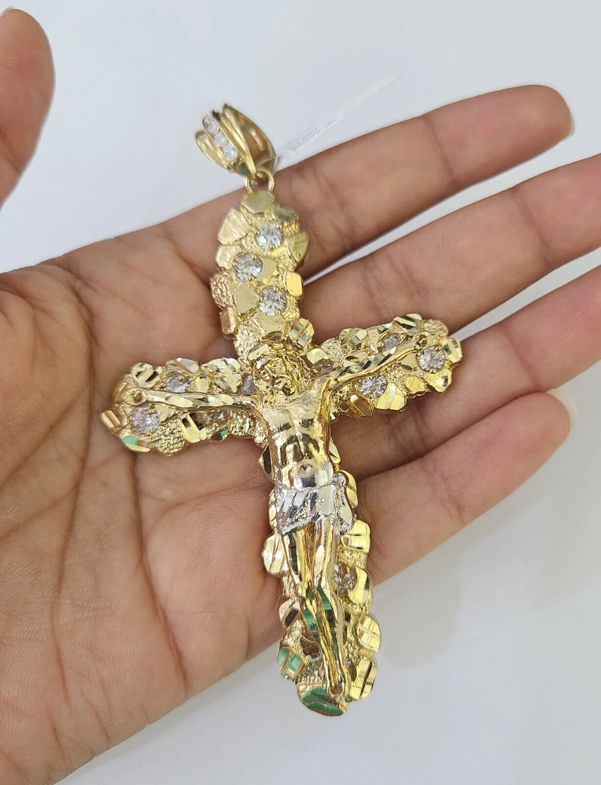 Real 14k Solid Rope Chain Jesus Cross Charm Set 6mm 18"-30" Necklace Gold - Image 4