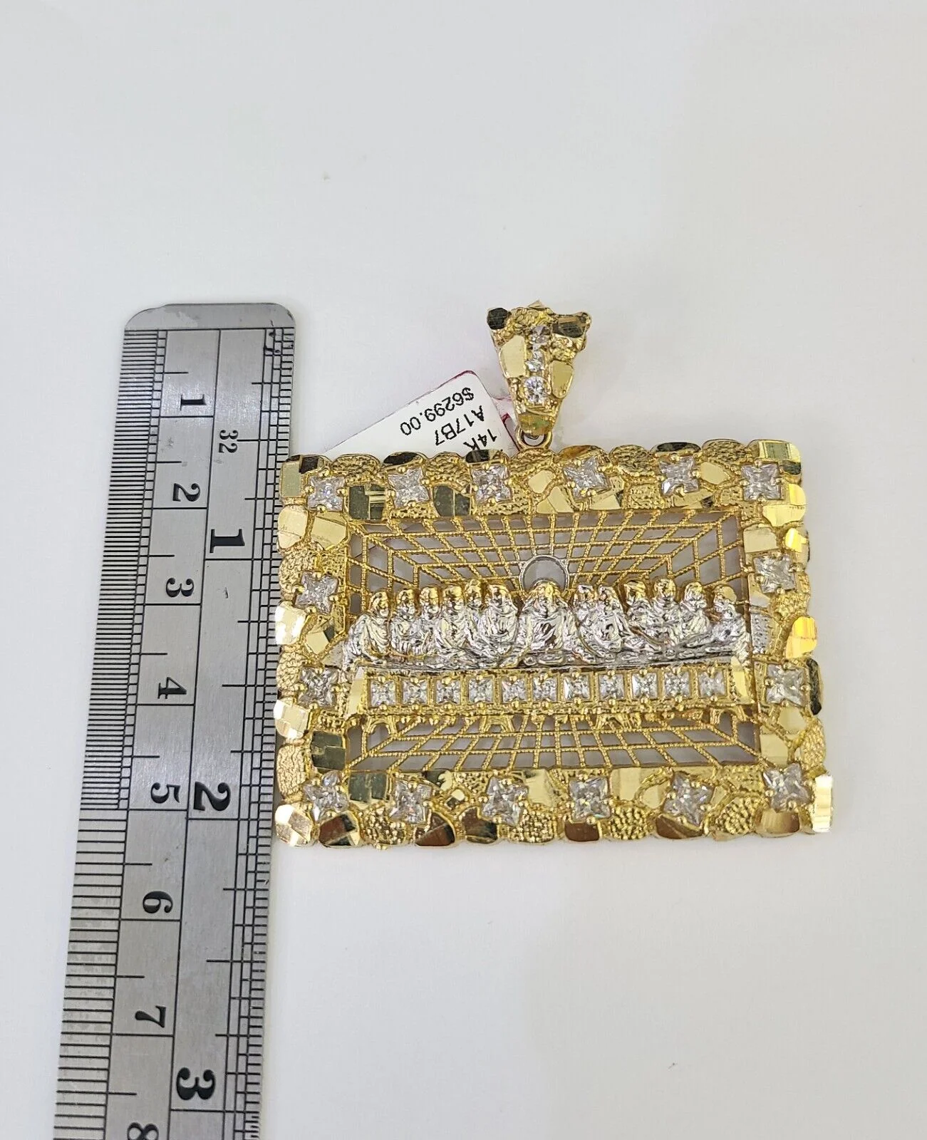 Real 14k Solid Rope Chain Last Supper Charm Set 6mm 18"-30" Necklace Gold - Image 2
