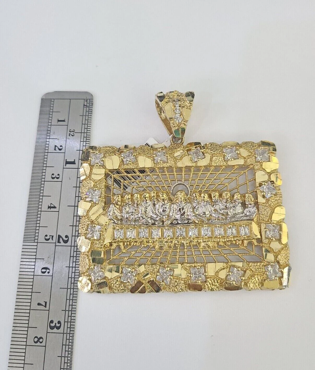 Real 14k Solid Rope Chain Last Supper Charm Set 6mm 18"-30" Necklace Gold - Image 2