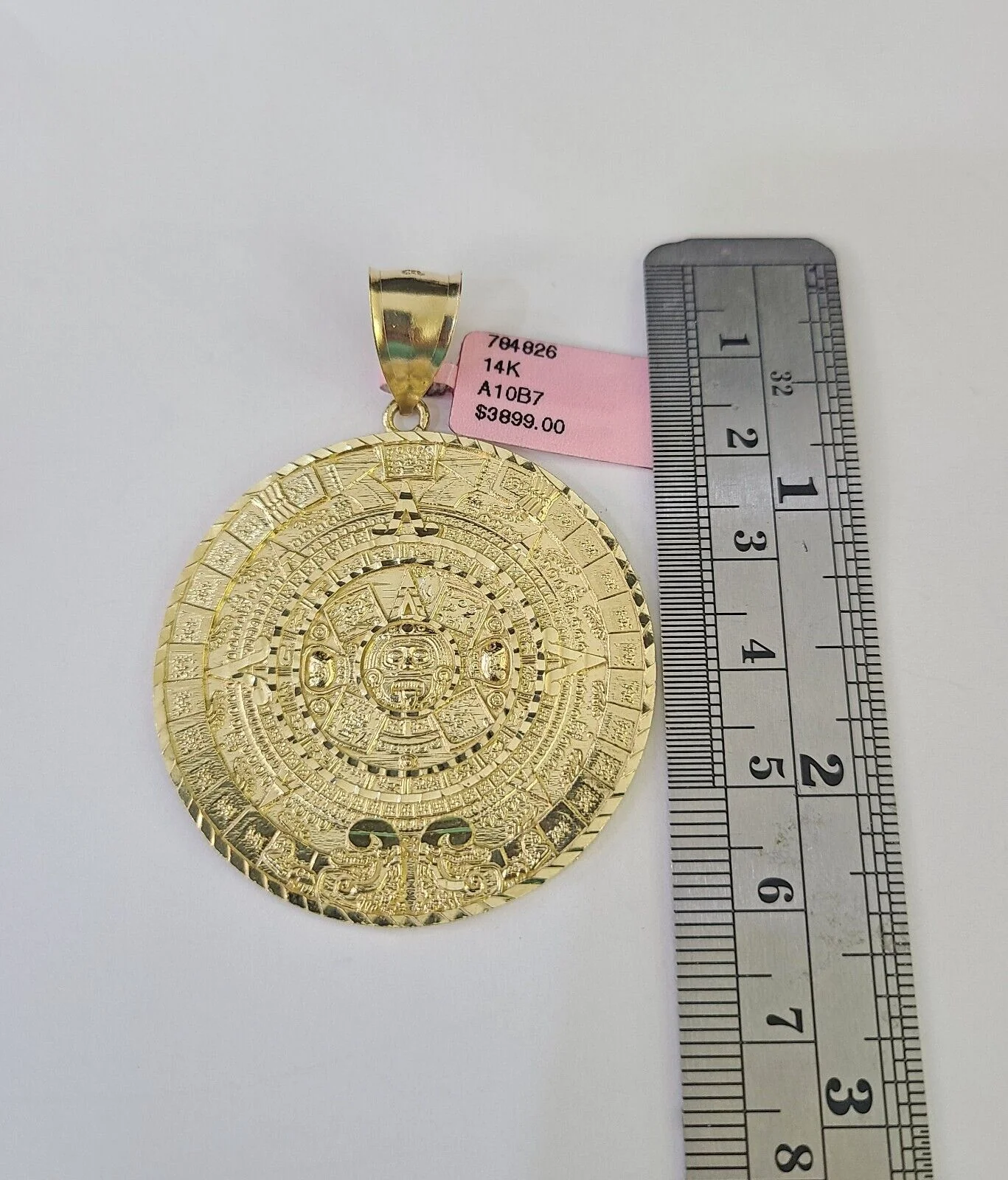 Real 14k Solid Rope Chain Mayan Calendar Charm Set 6mm 18"-30" Necklace Gold - Image 4