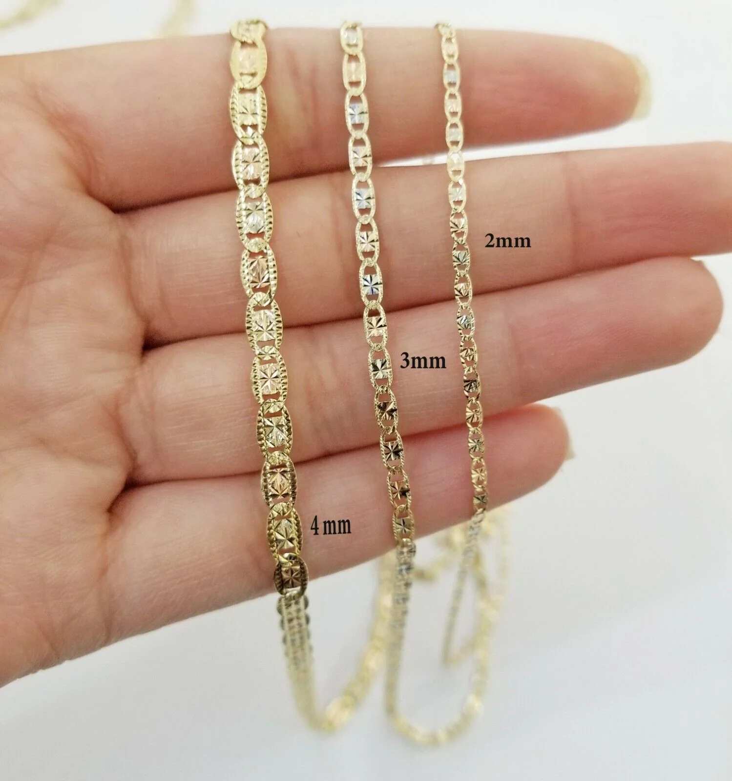 REAL 14k Trio Gold Necklace chain Ladies 3mm 3.5mm 5mm 18"-24" Women - Image 8