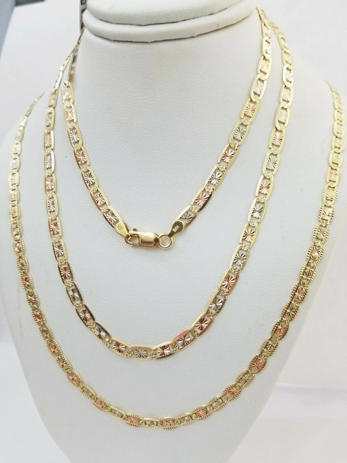 REAL 14k Trio Gold Necklace chain Ladies 3mm 3.5mm 5mm 18"-24" Women - Image 9