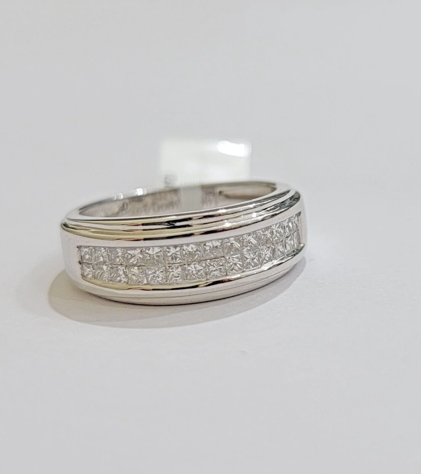 Real 14k White Diamond Ring Mens Band 0.97 Ct PrincessCut Wedding Engagement - Image 3