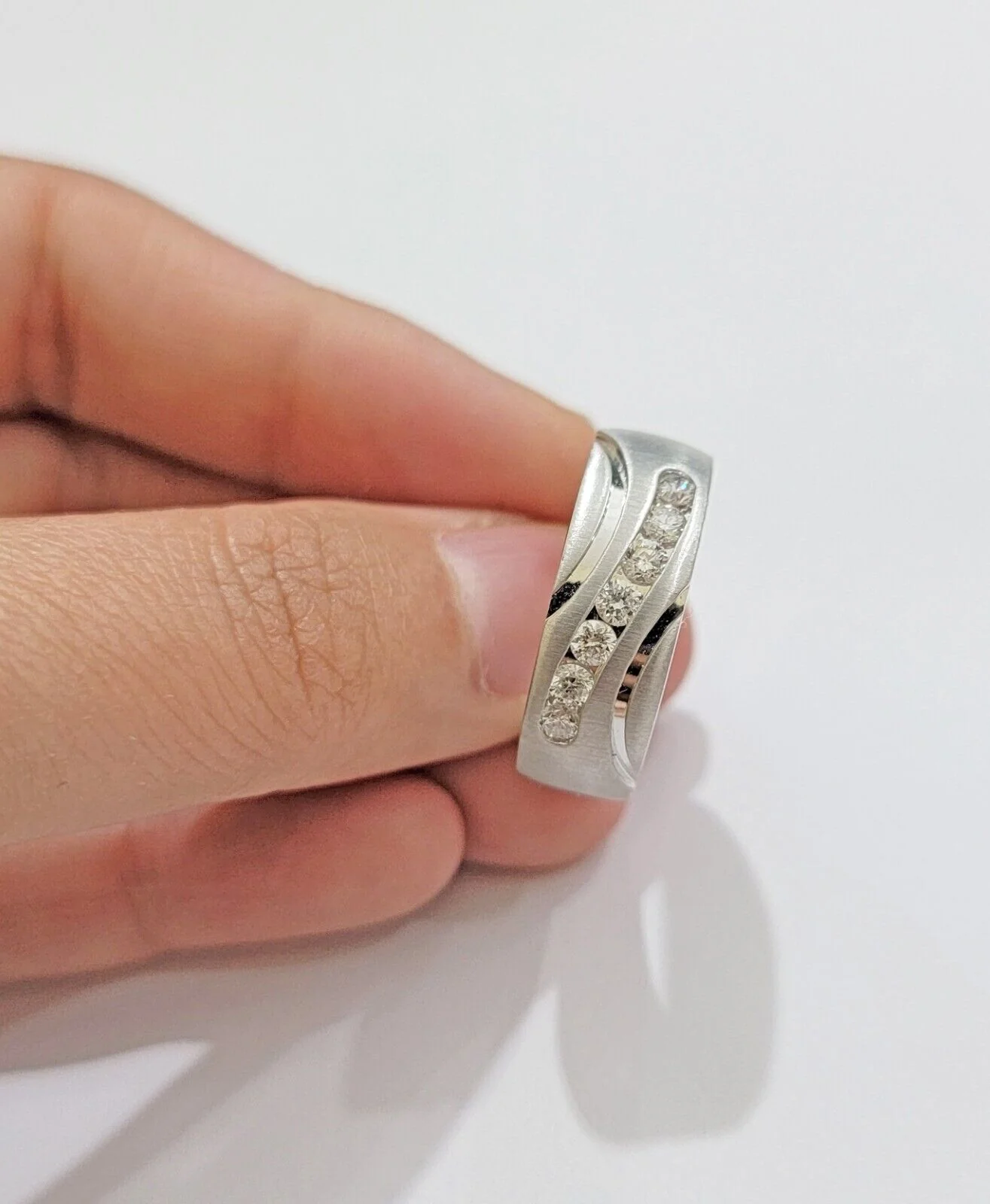 Real 14k White Diamond Ring Mens Band 1/2 Ct Round Cut Wedding Engagement Sizabl - Image 2