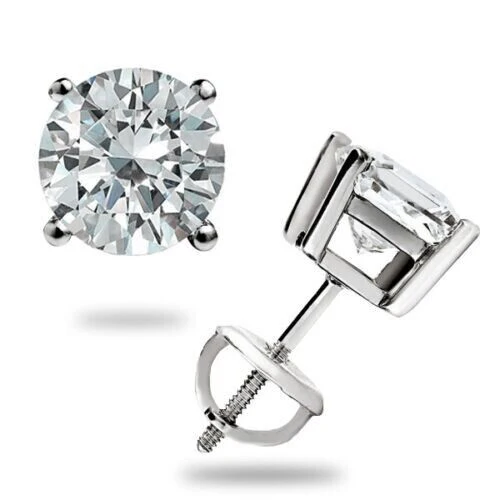 Real 14k White Gold 1CT Diamonds Stud Earring 1/2 CT each VS diamond Lab Created - Image 9
