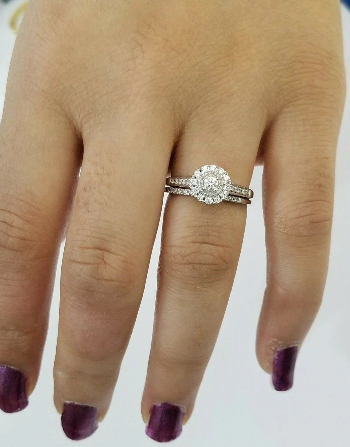 Real 14k White gold Diamond Ring band set Ladies women Genuine, Solid, 14kt - Image 5