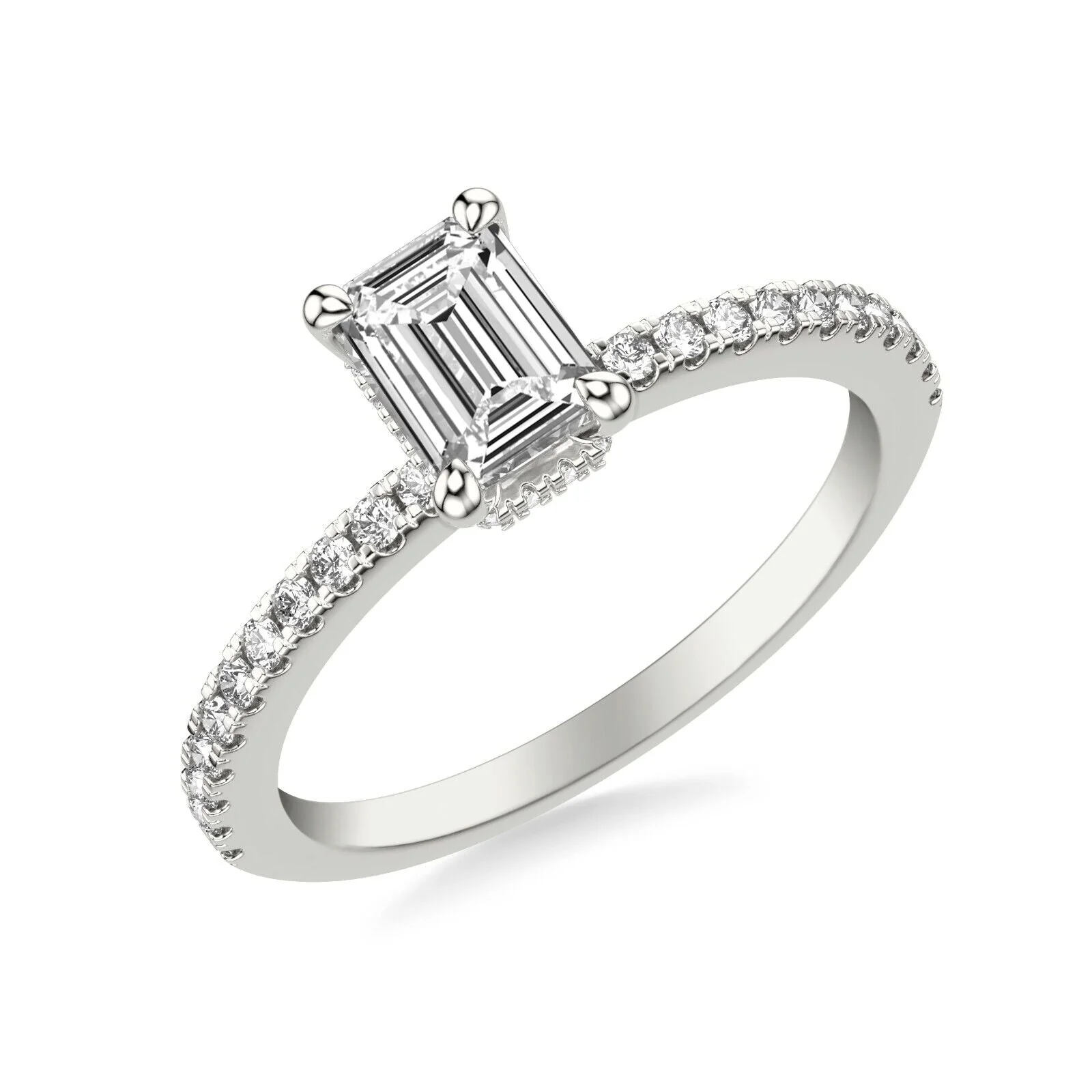 Real 14k White Gold IGI Certified 1.25CT Lab Created VS Diamond Ring Emerald Cut Ring Sizes 6,7,8,9,10,11 & 12