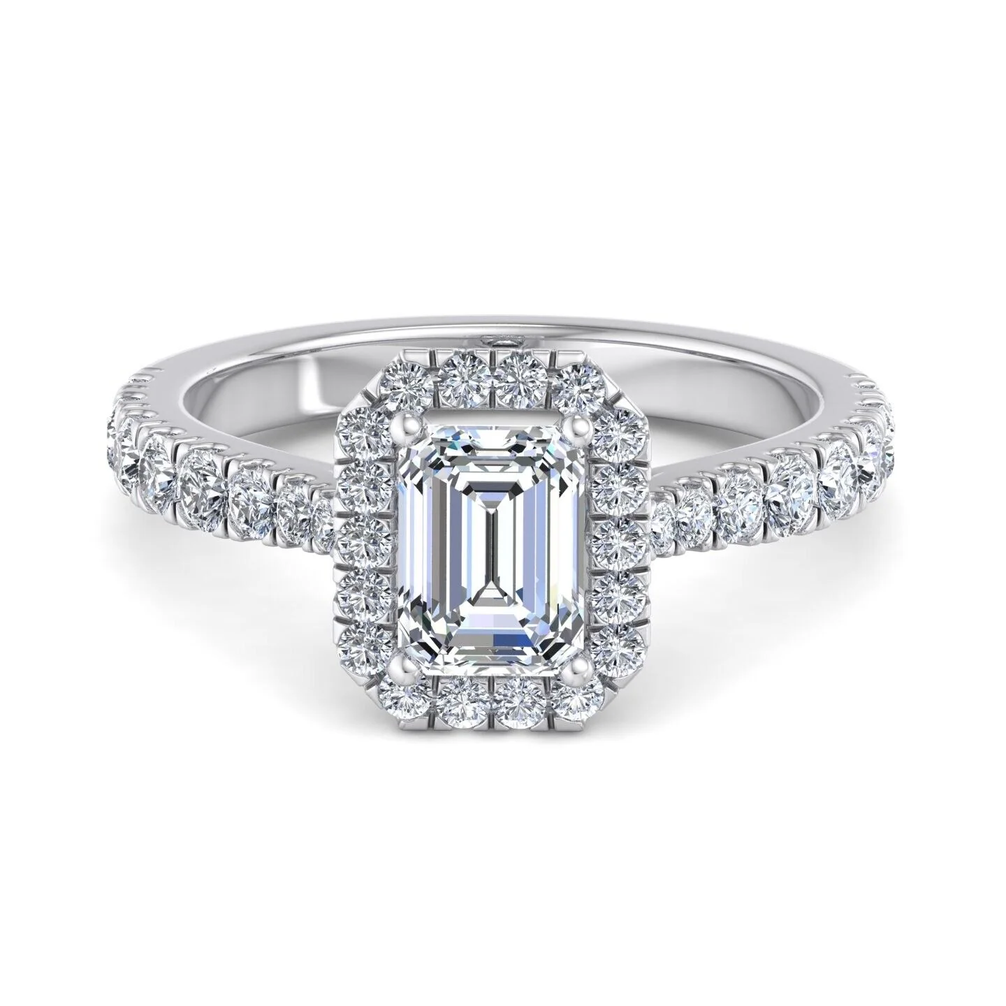 Real 14k White Gold IGI Certified 1.25CT Lab Created VS Diamond Ring Emerald Cut Ring Sizes 6,7,8,9,10,11 & 12