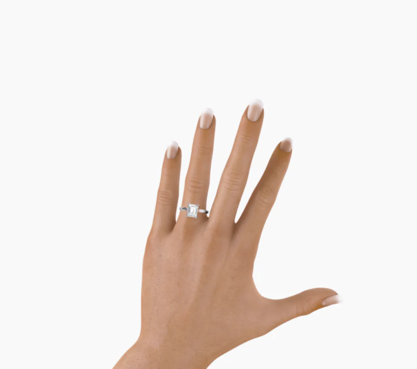 Real 14k White Gold IGI Certified 1.25CT Lab Created VS Diamond Ring Emerald Cut - Image 4