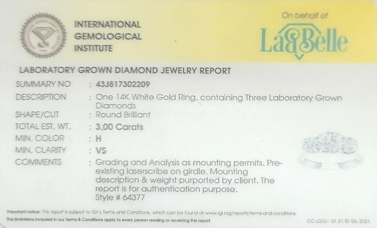 Real 14k White Gold IGI Certified 3 Diamond Ring 3CT Lab Grown Round VS Clarity Ring Sizes 6,7,8,9,10,11 & 12 - Image 5