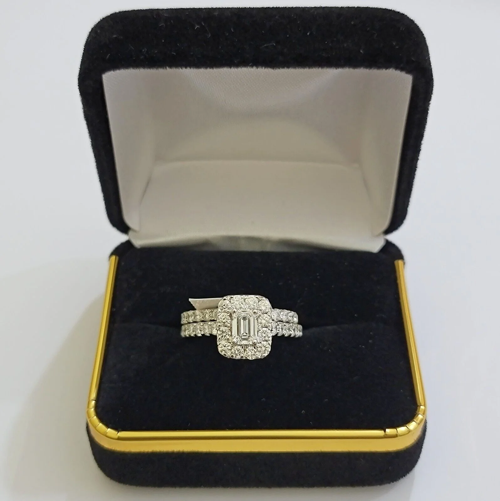 Real 14k White Gold Ring 2CT Diamond Engagement Wedding Ladies Band SET Ring - Image 8