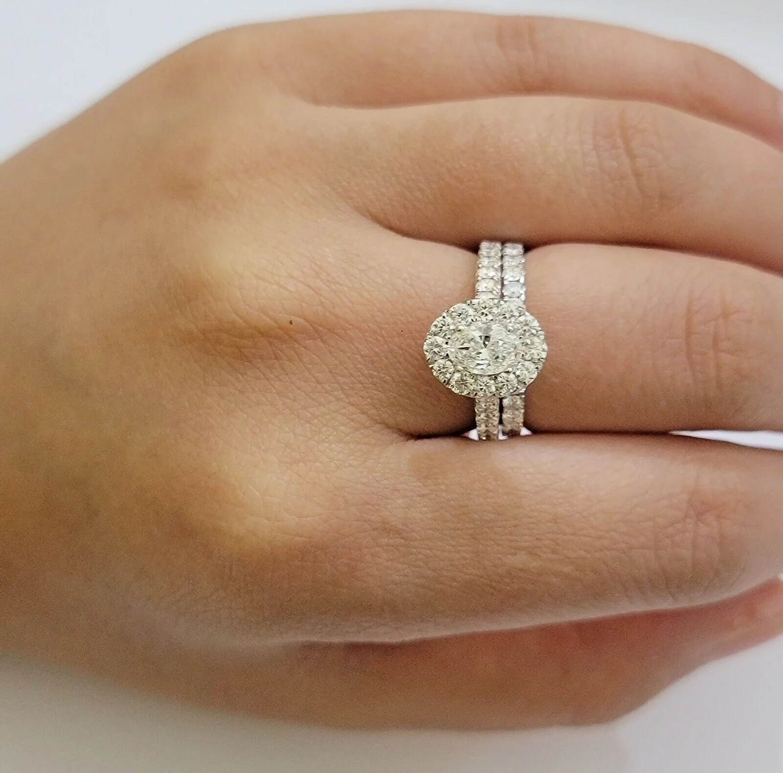 Real 14k White Gold Ring 2CT Diamond Engagement Wedding SET Ladies Women Genuine Ring - Image 4