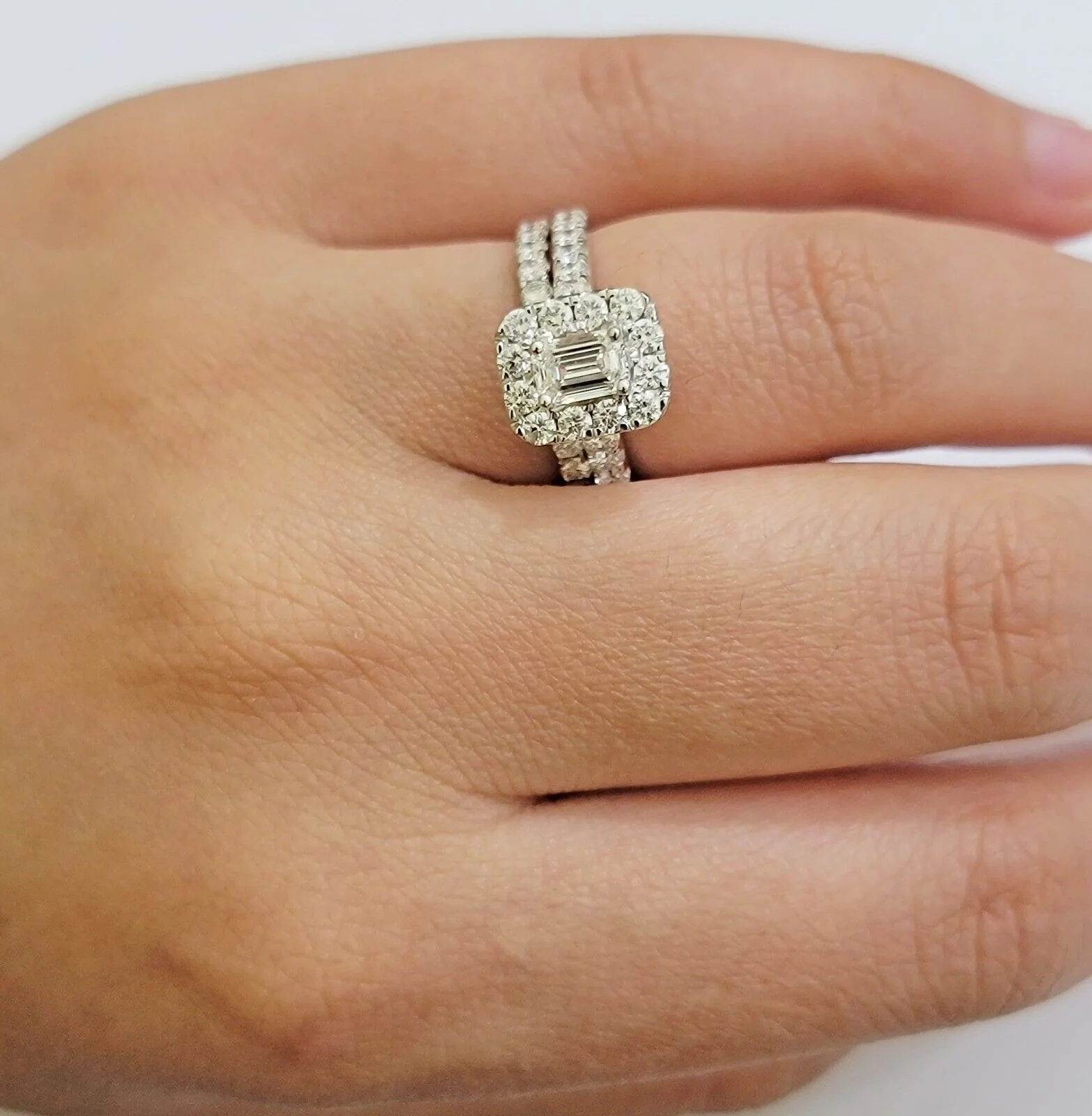 Real 14k White Gold Ring 2CT Diamonds Engagement Wedding Ladies Band SET , Women Ring Sizes 6,7,8,9,10,11 & 12 - Image 10