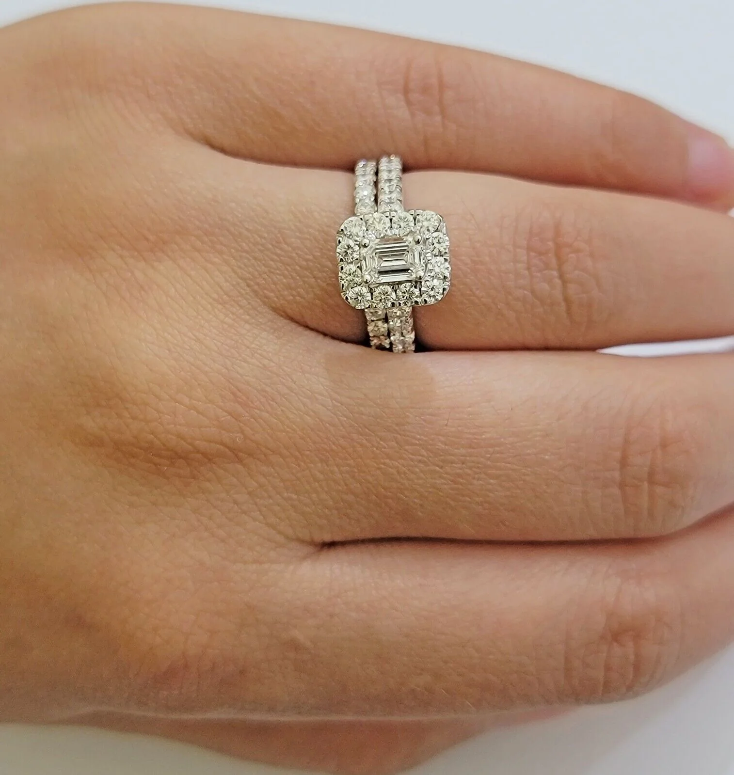 Real 14k White Gold Ring 2CT Diamonds Engagement Wedding Ladies Band SET , Women Ring Sizes 6,7,8,9,10,11 & 12 - Image 4