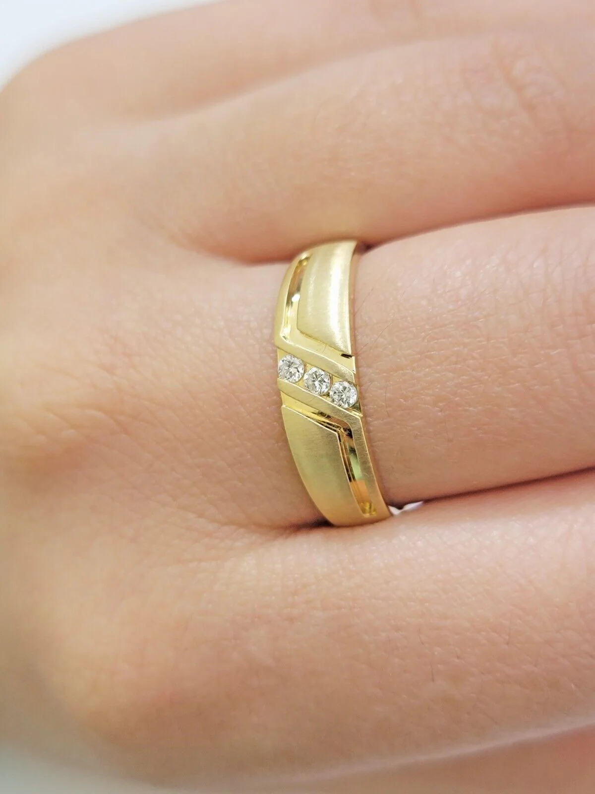 Real 14k Yellow Diamond Ring Mens Band 0.10 Ct Round Cut Wedding Engagement Size - Image 3