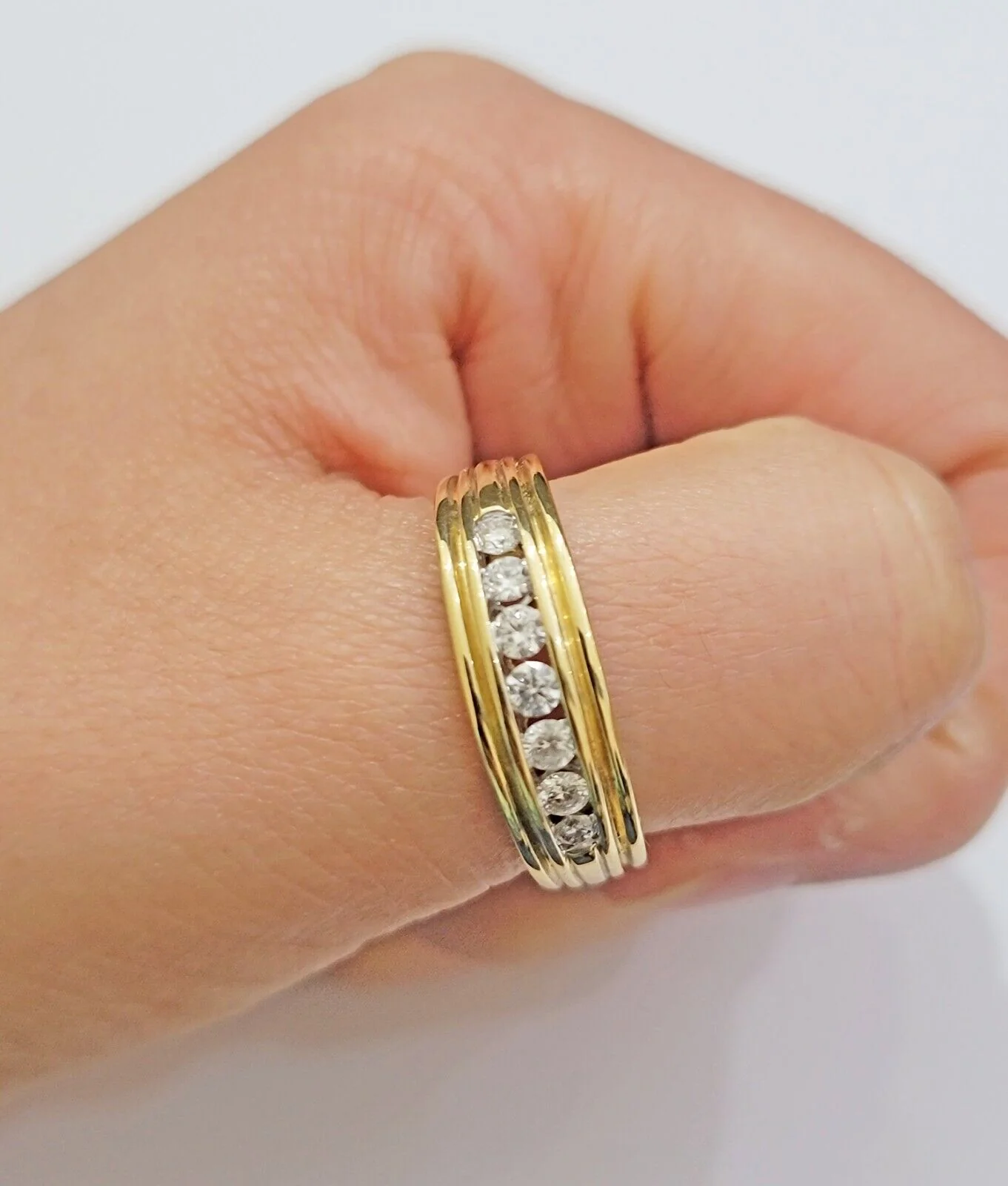 Real 14k Yellow Diamond Ring Mens Band 1/2Ct Round Cut Wedding Engagement Size10 - Image 5