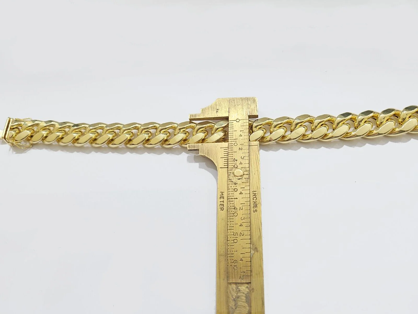 Real 14k Yellow Gold 13mm Miami Cuban Bracelet 9" inch 14kt Unisex Men Women - Image 2