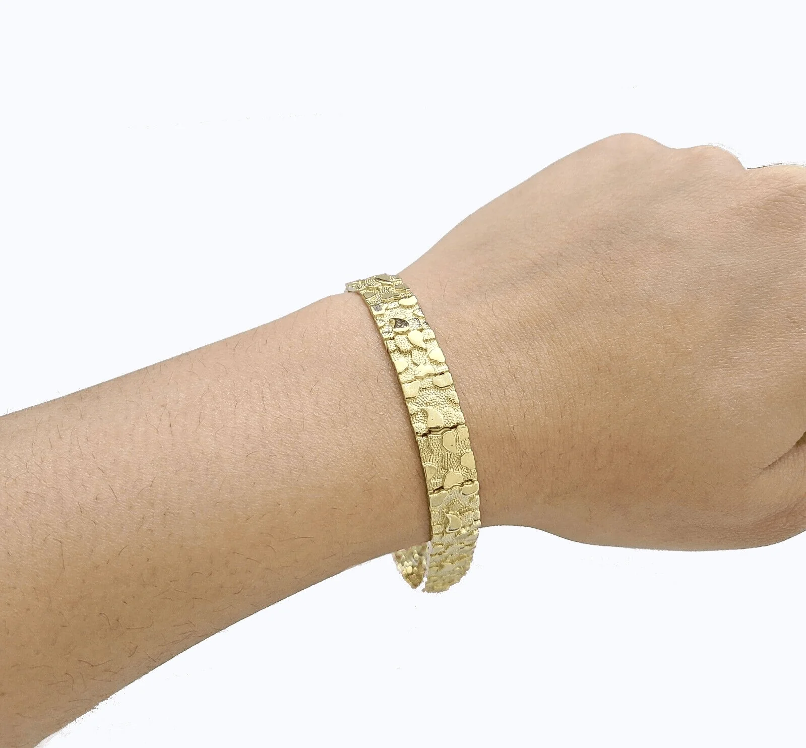 Real 14k Yellow Gold 9mm Nugget Bracelet 8.5" inch 14kt Unisex Men Women - Image 4