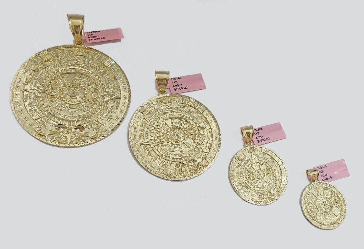 Real 14K Yellow Gold Aztec Calendar Charm Solid Pendant For Chain 14KT Necklace - Image 15