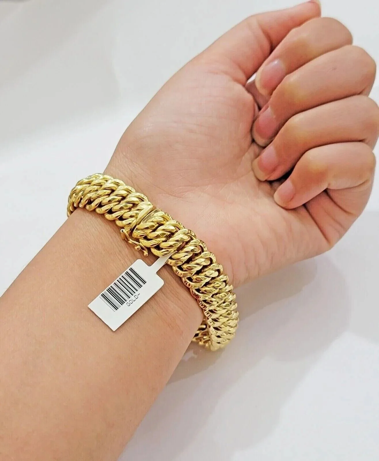 Real 14k Yellow Gold Bracelet 13mm 8 Inch Flat Byzantine Box Clasp Men Women - Image 3