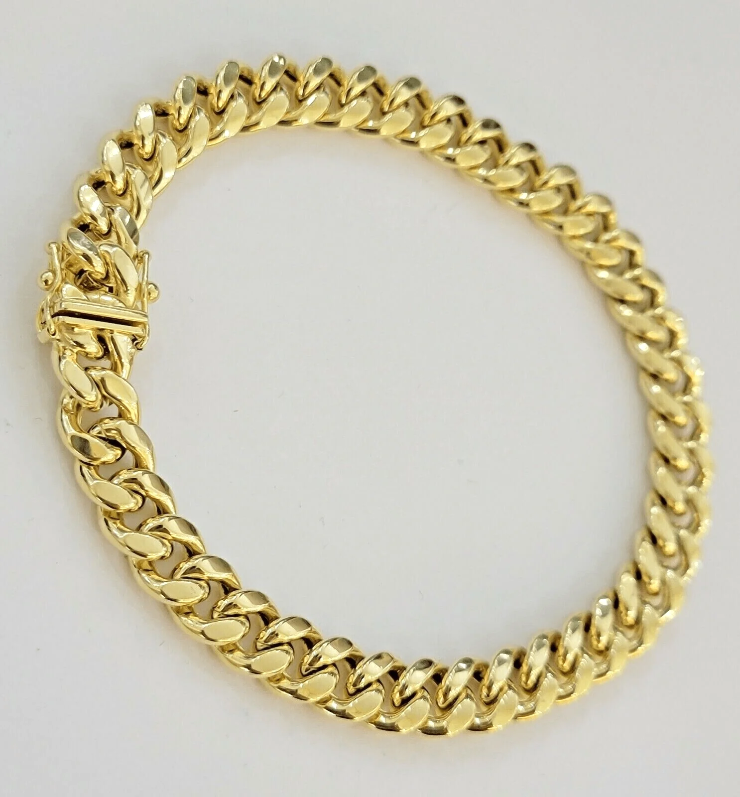 Real 14k Yellow Gold Bracelet 8 inch Miami Cuban Link 8mm mens 14kt Box Lock - Image 3