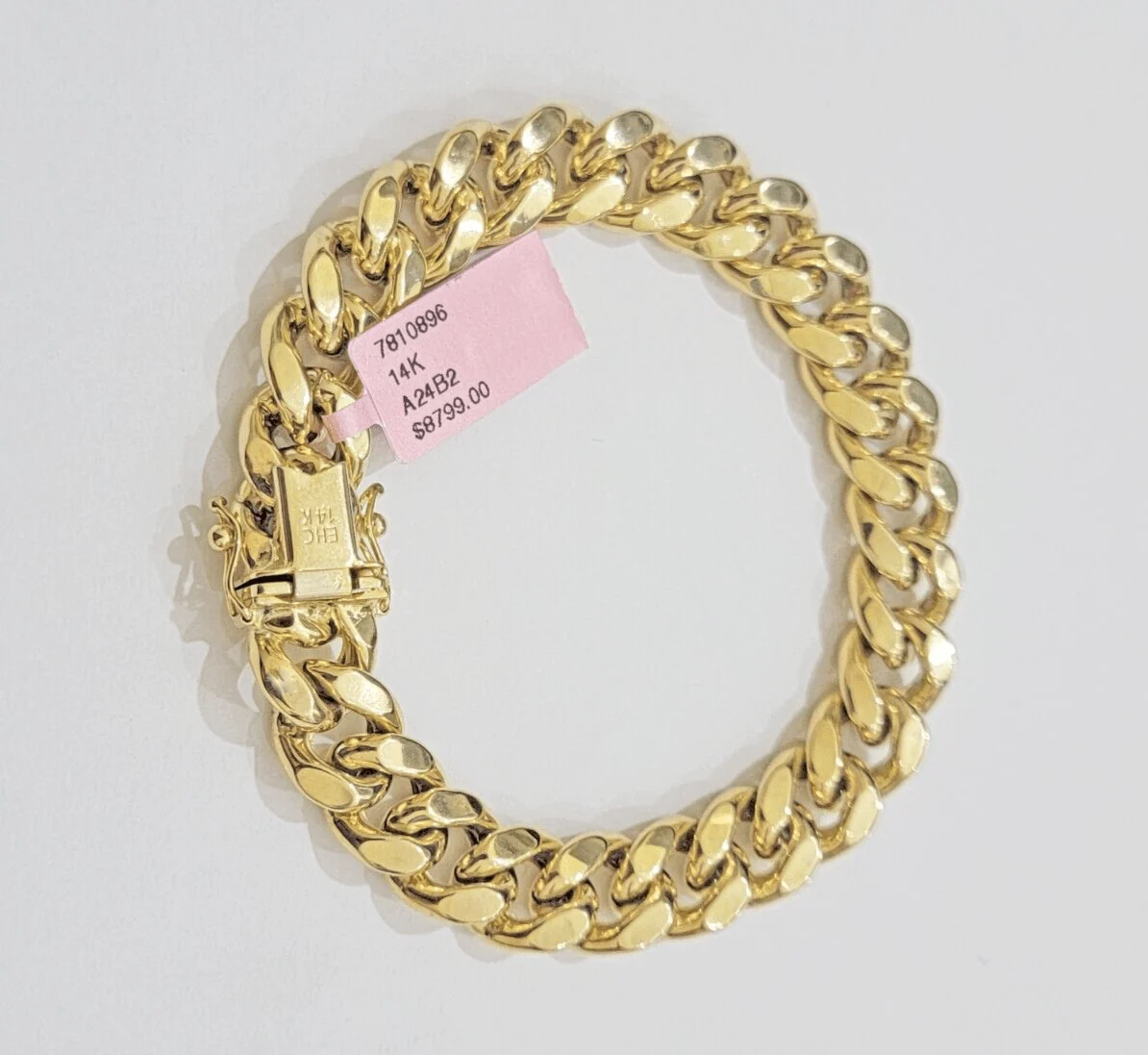 Real 14k Yellow Gold Bracelet 8 Inch Miami Cuban Link Box Clasp For Men's 14KT - Image 4