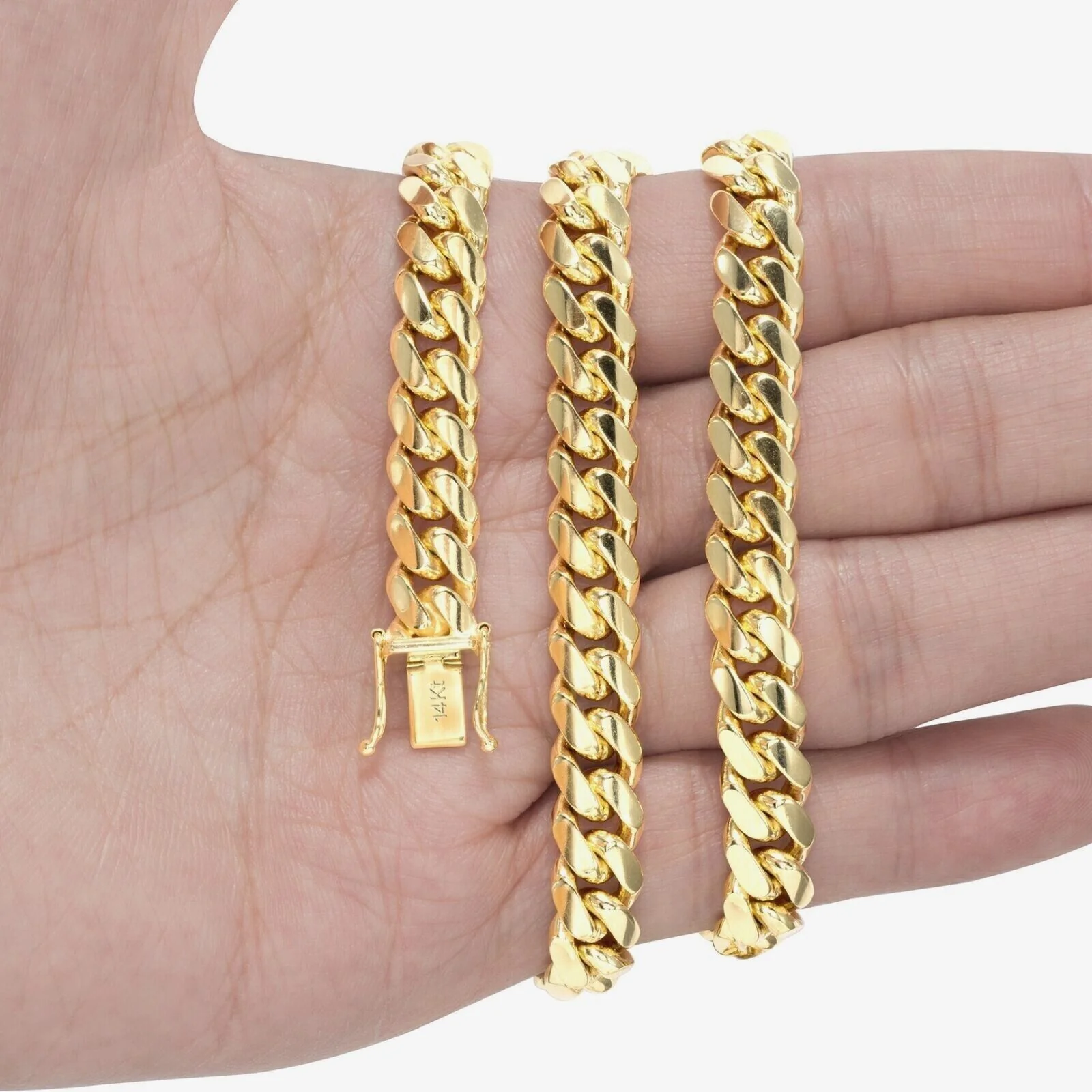 Real 14k Yellow Gold Bracelet 8mm Miami Cuban Link 7.5- 9 Inch Mens 14kt SOLID - Image 4