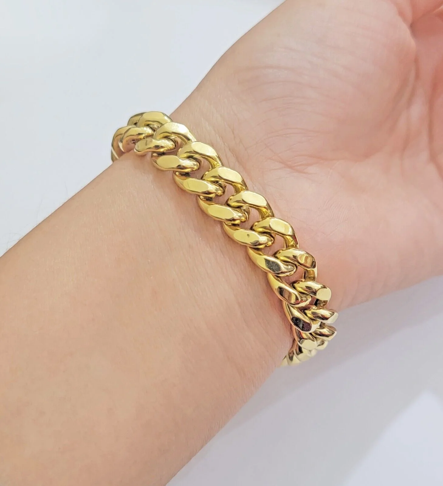 Real 14k Yellow Gold Bracelet 9 Inch Miami Cuban Link Box Clasp For Men's 14KT - Image 3