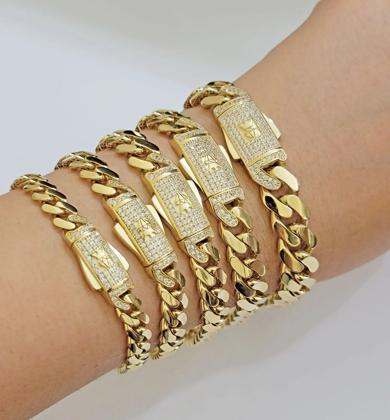Real 14k Yellow Gold Bracelet Link Royal Monaco Cuban Link 7mm- 11mm 8 /8.5 Inch - Image 2