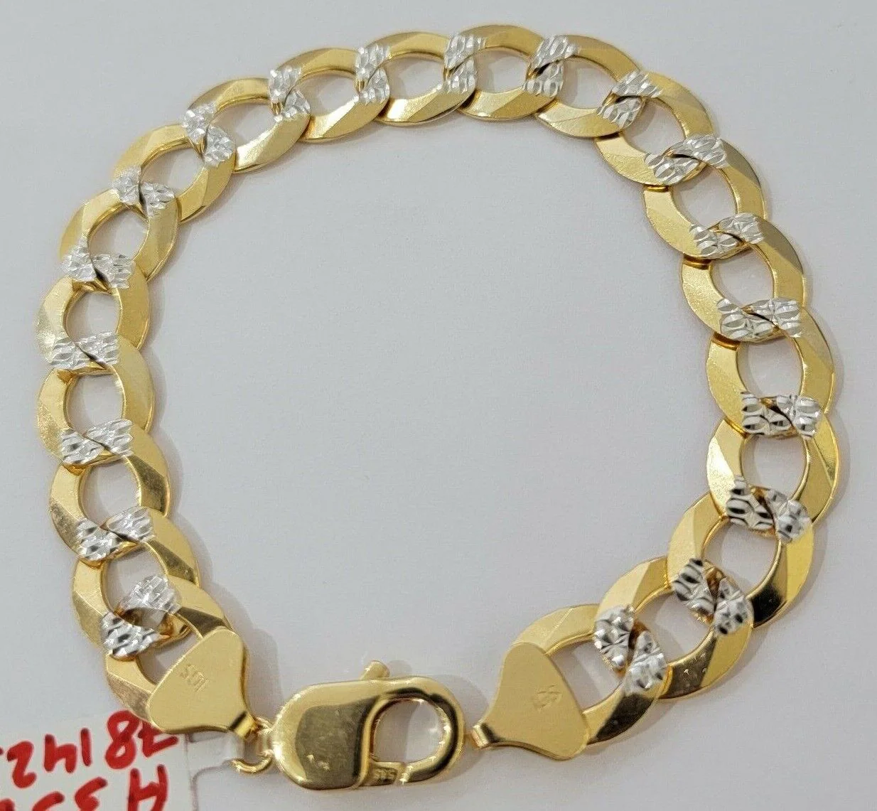 Real 14k Yellow Gold Bracelet Mens Diamond Cut Solid Cuban Curb Link 10mm 9 Inch - Image 2