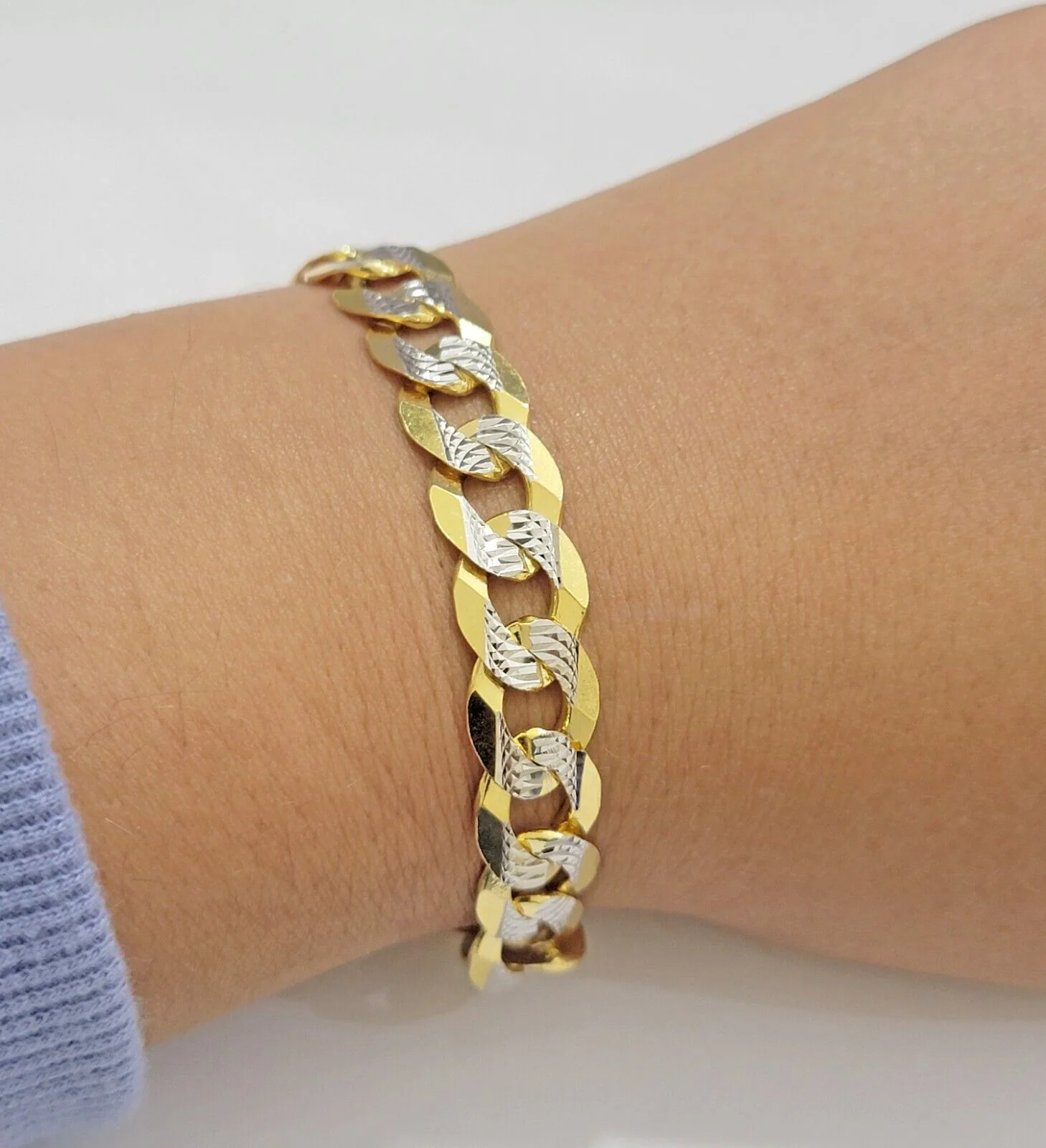 Real 14k Yellow Gold Bracelet Mens Diamond Cut Solid Cuban Curb Link 10mm 9 Inch - Image 3